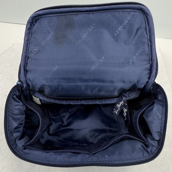 Vera Bradley Quilted Cosmetic Bag Blue Green Caribbean Sea Travel Organizer - Picture 3 of 16